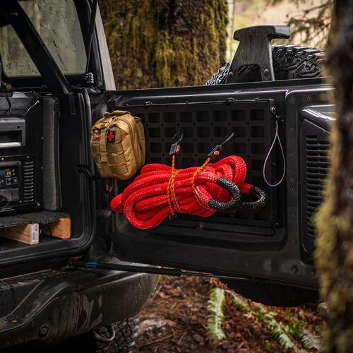 30' Recovery Rope strapped to a Bronco swing gate